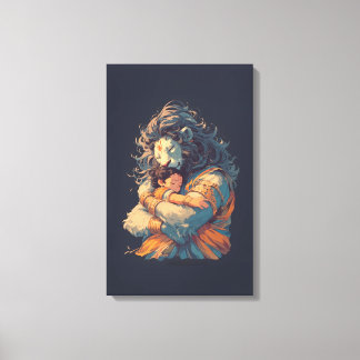 Lord Narasimha Hugging Prahlada Canvas Muurkunst