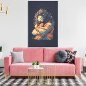 Lord Narasimha Hugging Prahlada Canvas Muurkunst (Insitu (Woonkamer))
