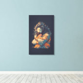 Lord Narasimha Hugging Prahlada Canvas Muurkunst (Insitu (Houten vloer))