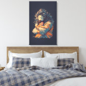 Lord Narasimha Hugging Prahlada Canvas Muurkunst Afdruk (Insitu (Slaapkamer))
