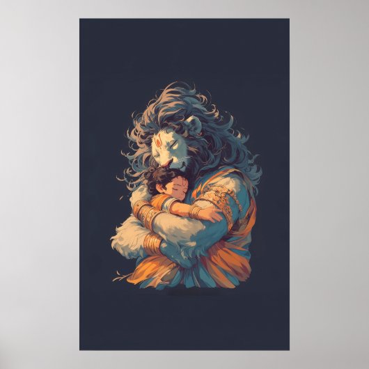 Lord Narasimha Hugging Prahlada Poster (Voorkant)