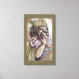Lord Narasimha - omwikkeld doek Canvas Afdruk