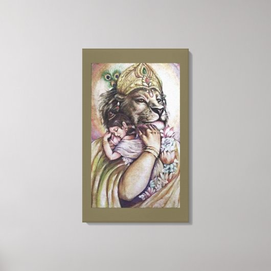 Lord Narasimha - omwikkeld doek Canvas Afdruk (Voorkant)