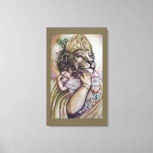 Lord Narasimha - omwikkeld doek Canvas Afdruk