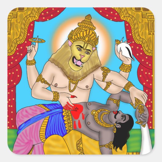 Lord Narasimha-sticker Vierkante Sticker (Voorkant)