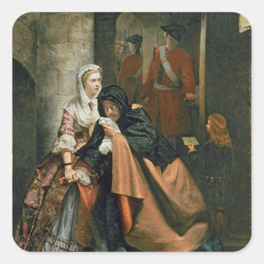Lord Nithsdale, Escape van de toren Vierkante Sticker (Voorkant)