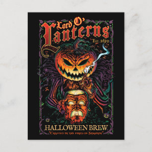 Lord O' Lanterns Halloween Brouwsel Label Gotisch Briefkaart