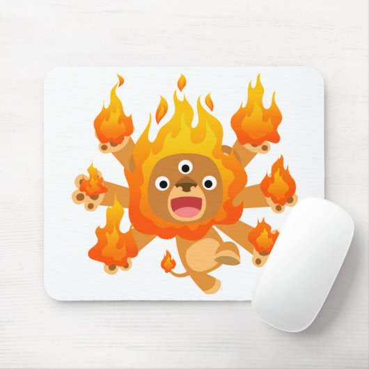 Lord of Fire! (schattige cartoon leeuw) Mousepad Muismat (Met muis)