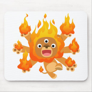 Lord of Fire! (schattige cartoon leeuw) Mousepad Muismat