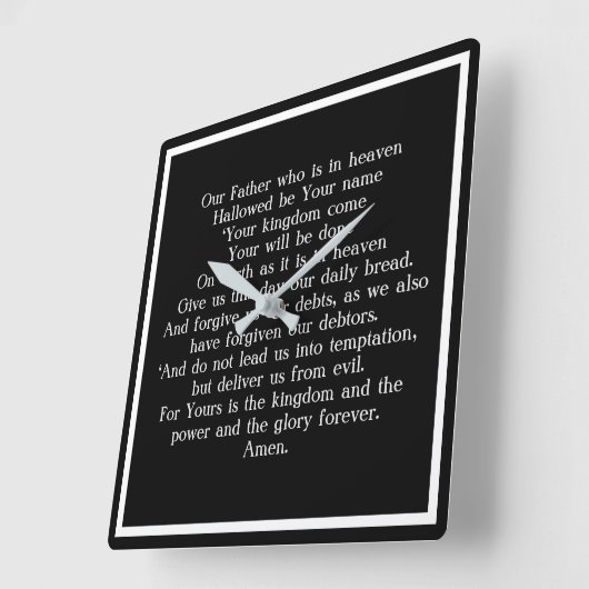 Lord Prayer Vierkante Klok (Hoek)