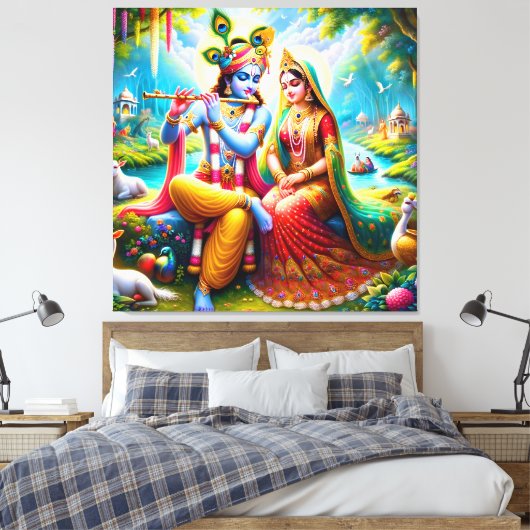 Lord Radha Krishna Canvas Afbeelding (Insitu (Slaapkamer))