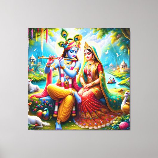 Lord Radha Krishna Canvas Afbeelding (Voorkant)