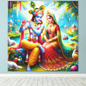 Lord Radha Krishna Canvas Afbeelding (Insitu (Houten vloer))