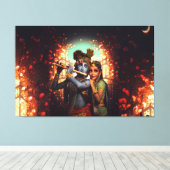 Lord Radha Krishna Canvas Afbeelding 2 (Insitu (Houten vloer))