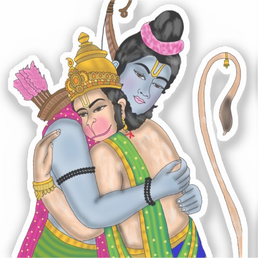 Lord Rama & Hanuman Sticker (Voorkant)