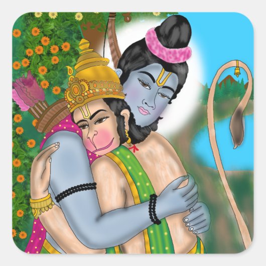 Lord Rama & Hanuman Sticker (Voorkant)
