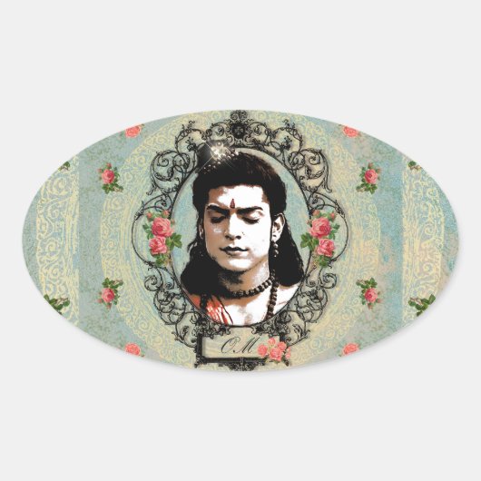 Lord Rama Indian Bollywood Yoga Meditation God Ovale Sticker (Voorkant)