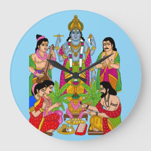 Lord Satyanarayan Wall Clock Grote Klok (Voorkant)