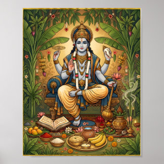 Lord Satyanarayana hindoeïstische devotionele wand Poster