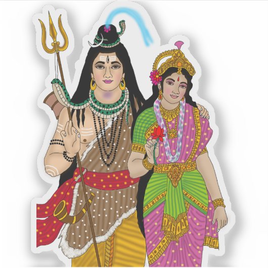 Lord Shiv Parvati Sticker (Voorkant)