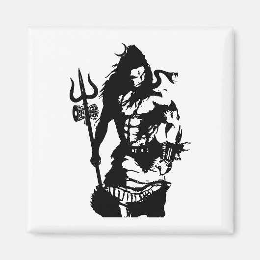 Lord Shiva Art Angry Trishul Magneet (Voorkant)