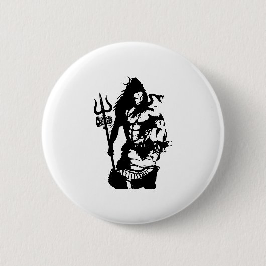 Lord Shiva Art Angry Trishul Ronde Button 5,7 Cm (Voorkant)