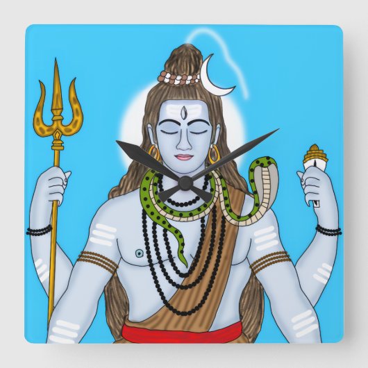 Lord Shiva Clock Vierkante Klok (Voorkant)