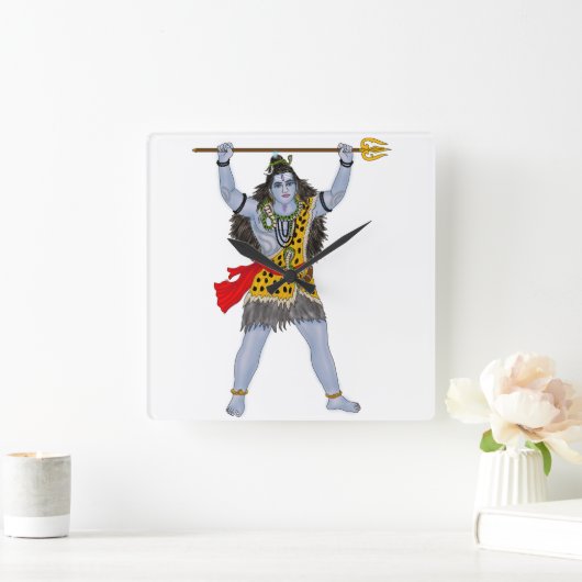 Lord Shiva Clock Vierkante Klok (Huis)