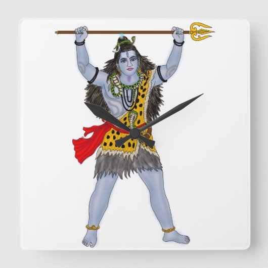 Lord Shiva Clock Vierkante Klok (Voorkant)
