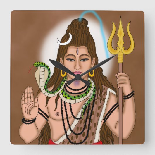 Lord Shiva Clock Vierkante Klok (Voorkant)
