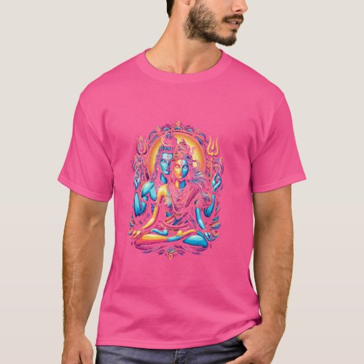 Lord Shiva Durga Hindoe God Mahadeva Goddess Godde T-shirt (Voorkant)