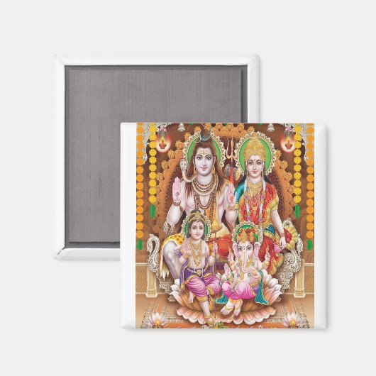 Lord Shiva Family Magnet (Voorkant / Achterkant)
