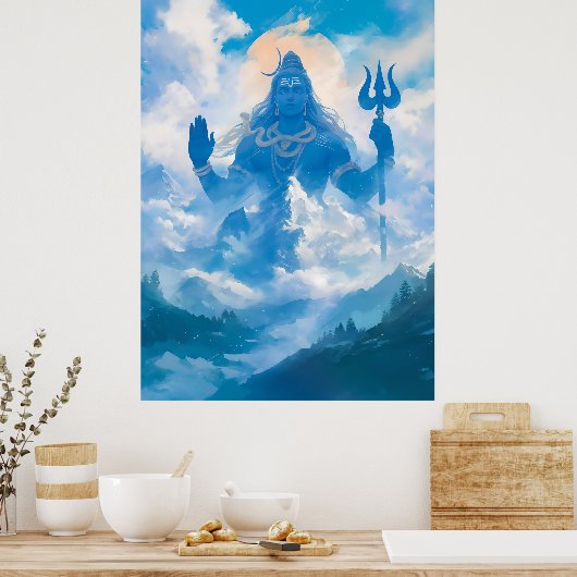 Lord Shiva in het Kailasa Poster (Keuken)