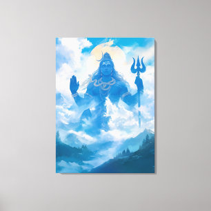 Lord Shiva in Kailasa Canvas Muurkunst Afdruk