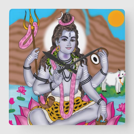 Lord Shiva-klok - wanddecoratie en interieurdecora Vierkante Klok (Voorkant)