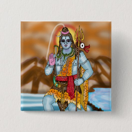 Lord Shiva-knop Vierkante Button 5,1 Cm (Voorkant)