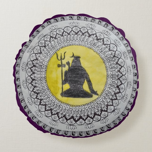 Lord Shiva Mandala Kunst Ronde Kussensloop Rond Kussen (Voorkant)