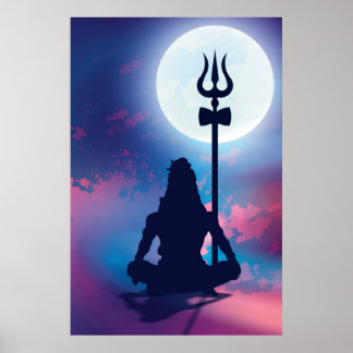 Lord Shiva Mediterende kunst aan de muur Poster