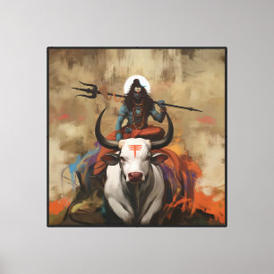 Lord Shiva op Nandi Canvas Muurkunst Afdruk