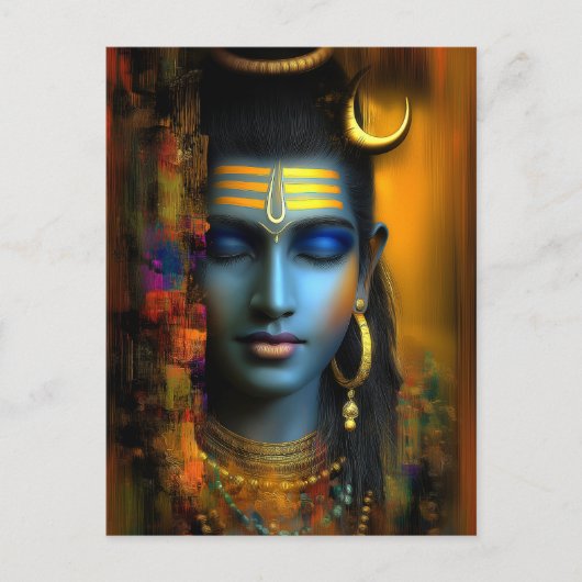 Lord Shiva Print: Moderne Abstracte Visioinaire Ku Briefkaart (Voorkant)