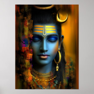 Lord Shiva Print: Moderne Abstracte visionaire kun Poster