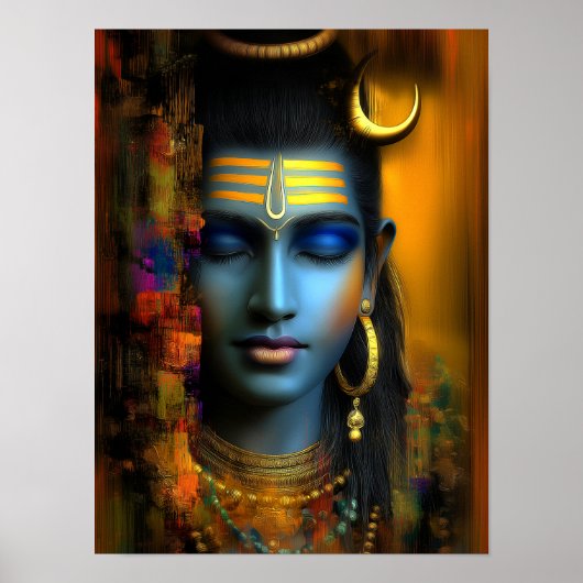 Lord Shiva Print: Moderne Abstracte visionaire kun Poster (Voorkant)