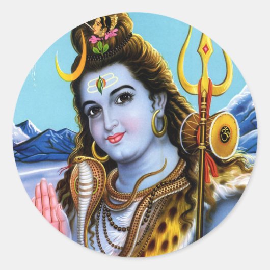 Lord Shiva Ronde Sticker (Voorkant)