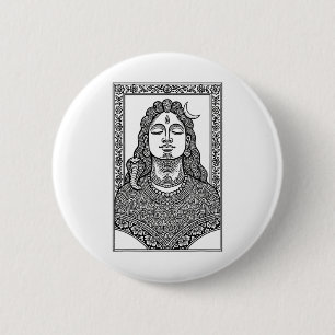 Lord Shiva traditionele Indiase Mehendi en Mandala Ronde Button 5,7 Cm
