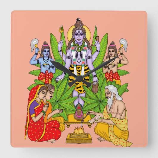 Lord Shiva wandklok (Voorkant)