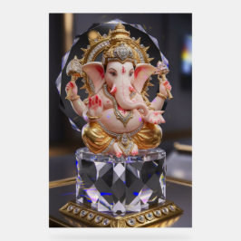 Lord Shree Ganesha Crystal & Diamond Sculpture Acryl Bord