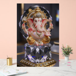 Lord Shree Ganesha Crystal & Diamond Sculpture Acryl Bord