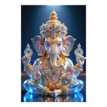 Lord Shree Ganesha Crystal & Diamond Sculpture