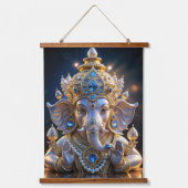 Lord Shree Ganesha Crystal & Diamond Sculpture Ha Hangend Wandkleed (Voorkant)