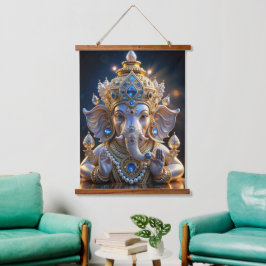 Lord Shree Ganesha Crystal & Diamond Sculpture Ha Hangend Wandkleed
